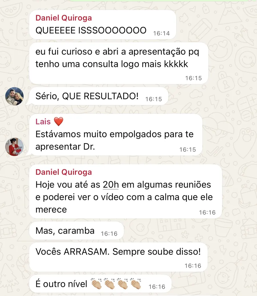 Mensagem de cliente sobre o resultado
