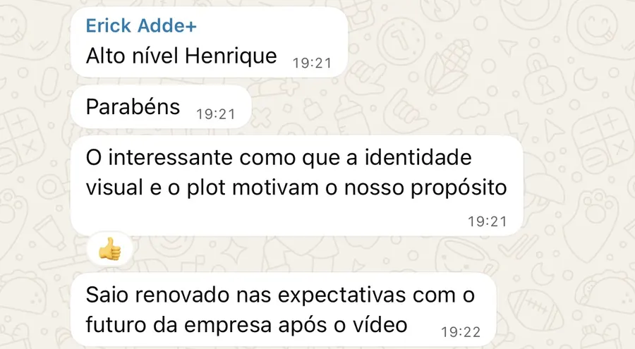 Mensagem de cliente sobre identidade visual